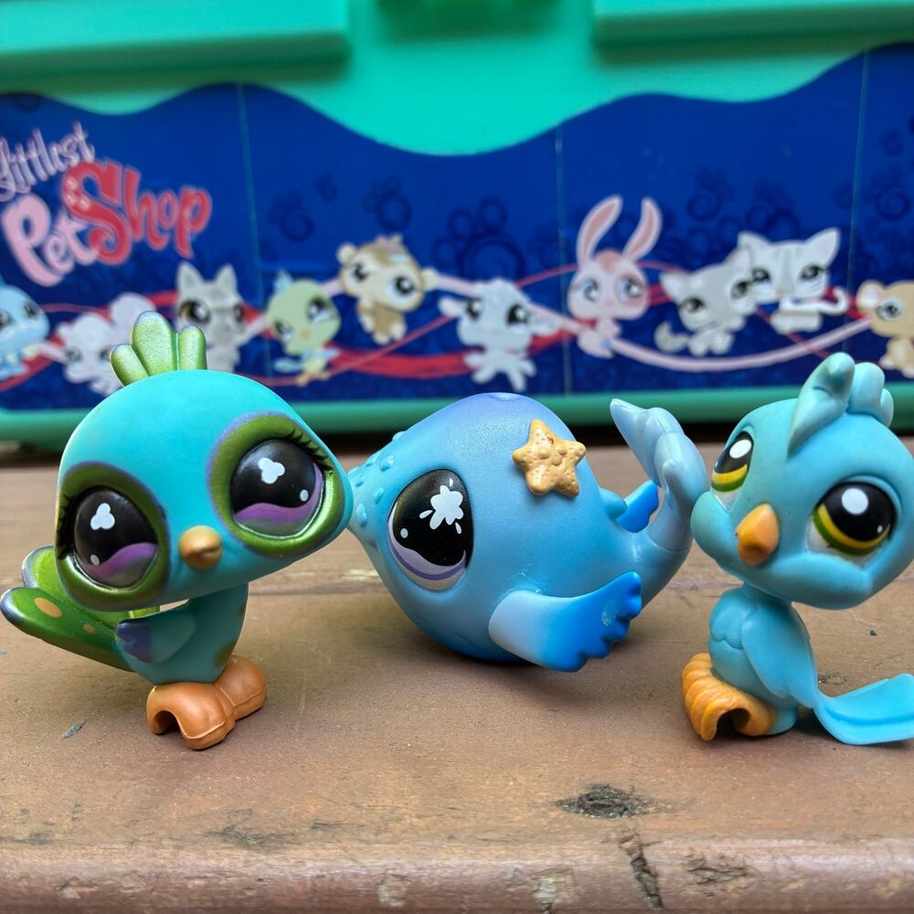 Littlest Pet Shop Peacock, Whale, cockatoo
